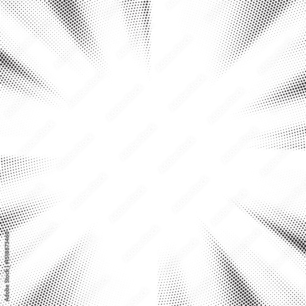 Poster Transparent PNG available Halftone gradient sun rays pattern. Abstract halftone vector dots background. monochrome dots pattern. Vector background in comic book style with sunburst rays and halftone. 