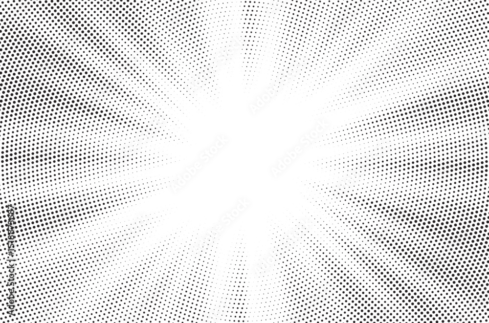 Aufkleber Halftone gradient sun rays pattern. abstract halftone vector dots background. monochrome dots pattern. pop art, comic small dots. star rays halftone poster. shine, explosion. sunrise rays background.