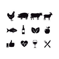 Food and Health Icons Set.
