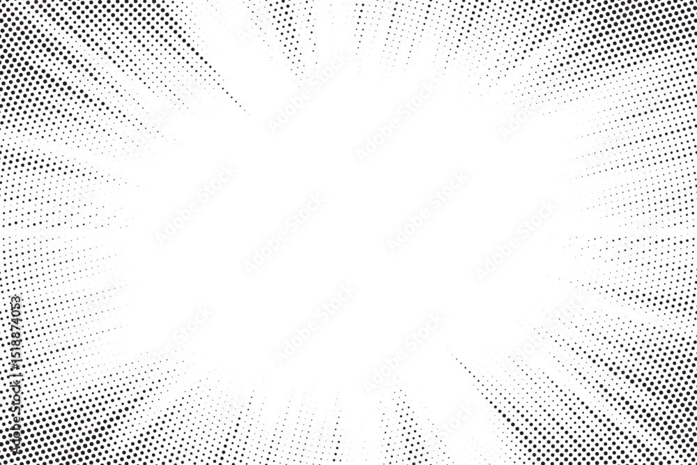 Poster Transparent PNG available Halftone gradient sun rays pattern. Abstract halftone vector dots background. monochrome dots pattern. Vector background in comic book style with sunburst rays and halftone. 
