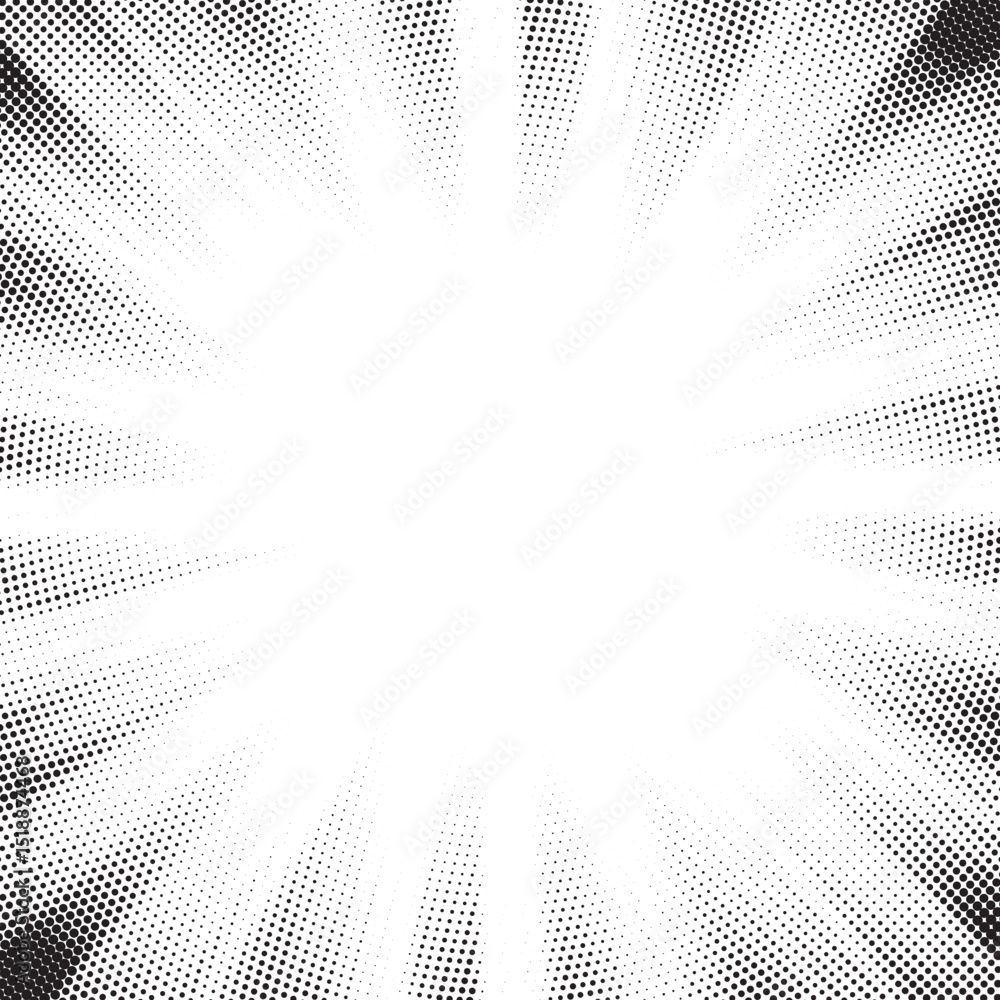 Leinwandbilder halftone gradient sun rays pattern. abstract halftone vector dots background. monochrome dots patter