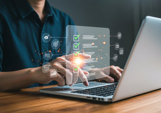 Digital checklist management on laptop