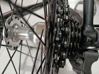 close up of a bicycle wheel