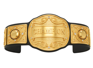 Gold world championship wrestling belt isolated on transparent background