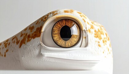 Detailed Macro Of Gecko Eye Revealing Intricate Patterns And Textures Against White Background