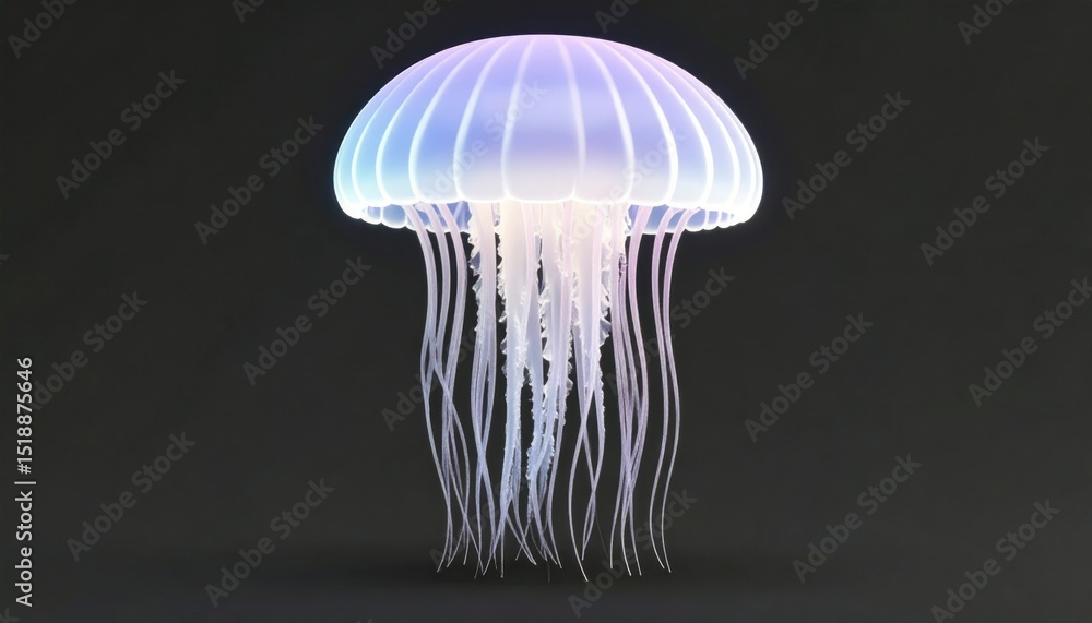 Aufkleber Glowing Jellyfish Digital Rendering with Gradient Color Palette and Flowing Tentacles on Dark Background