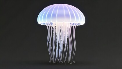 Glowing Jellyfish Digital Rendering with Gradient Color Palette and Flowing Tentacles on Dark Background