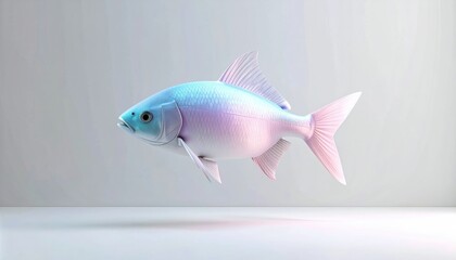 Holographic Fish Floating In Air With Pastel Hues Digital Aquatic Fusion Background