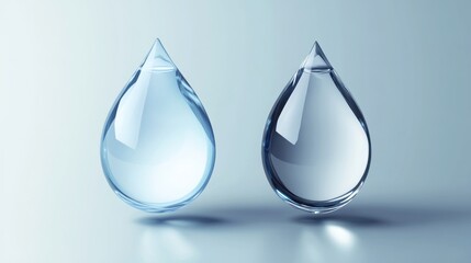 Two Water Drops, Purity and Cleanliness Concept