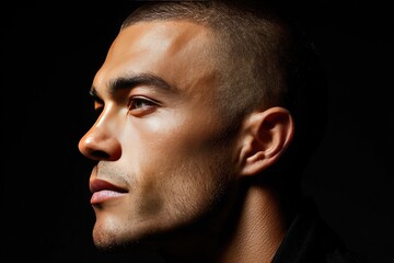 Obraz premium Close-up profile view of a man's face.