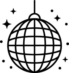 disco ball icon Simple thin line logo
