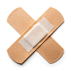 Healing Touch: Two adhesive bandages are artfully arranged in a cross, symbolizing care, comfort, and the healing power of first aid. A visual reminder of resilience and recovery.