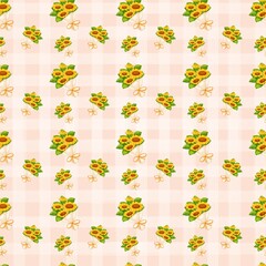 Sunflower Bouquet Seamless Cream Pattern