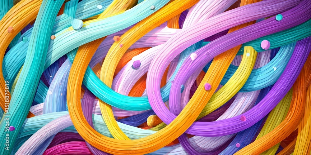 Poster colorful abstract swirl design with vibrant lines and circular shapes