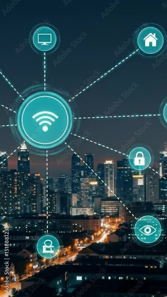 Poster smart city technology network connection iot digital internet of things concept visualization video 