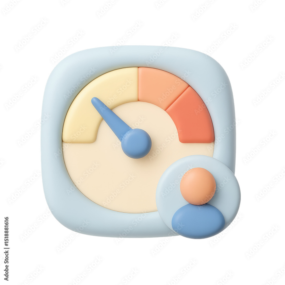 Poster performance indicator icon: a vibrant 3d-rendered performance indicator icon showcasing a stylized m