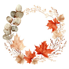[Transparent Background PNG]Autumn Watercolor Wreath Design