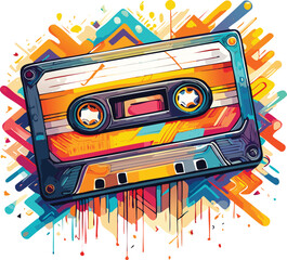 Cassette Tape Line Art Vector – Retro Music Icon Illustration