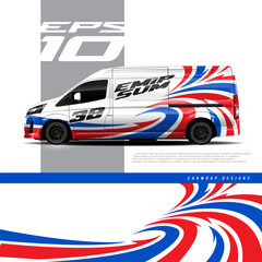 Car wrap decal designs. Abstract american flag and sport background for racing livery or daily use car vinyl sticker. Full vector eps 10.