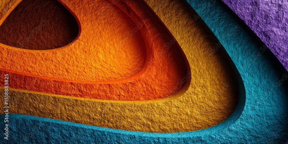 Poster vivid abstract layers in bold shapes with textured surface design