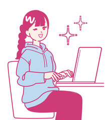 パソコン作業をしている女性