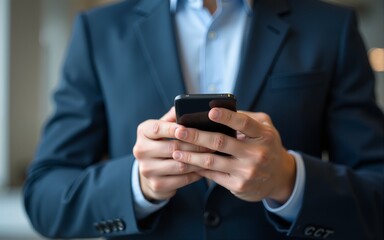 Secure online payment, Digital banking, Payment successful, Fintech solutions for seamless transactions and data protection, Online banking, Businessman authorizes an online payment via smartphone.