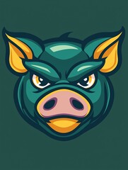 Naklejka premium Angry pig head graphic