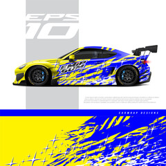 Car wrap decal designs. Abstract sport background for racing livery or daily use car vinyl sticker. Full vector eps 10.