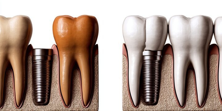 Detailed Side by Side Comparison of Missing Tooth and Dental Implant Restoration