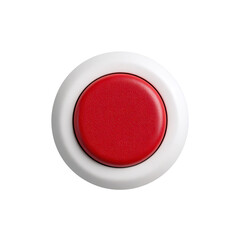 Large red push button with a white circular frame, viewed from above.