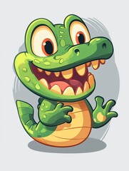Fototapeta premium Cartoon crocodile, happy expression