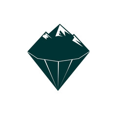 Mountain and gems shape incorporating vector logo