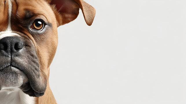 close-up of a boxer dog's face, showcasing its unique features and expressions