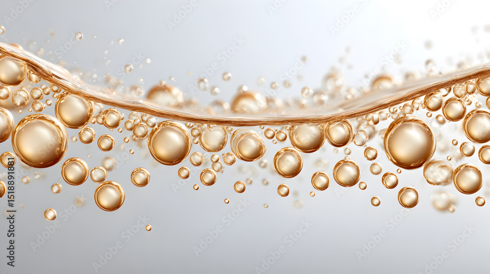 Aufkleber golden bubbles floating on a liquid surface, creating an abstract and luxurious visual. the image ev