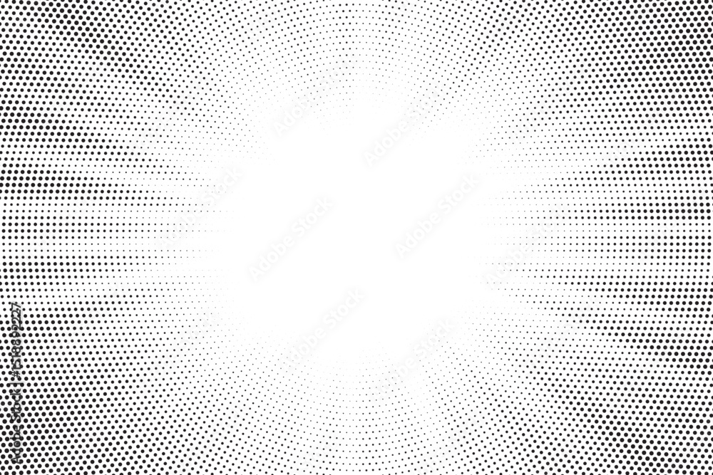 Poster Halftone gradient sun rays pattern. abstract halftone vector dots background. monochrome dots pattern. pop art, comic small dots. star rays halftone poster. shine, explosion. sunrise rays background.