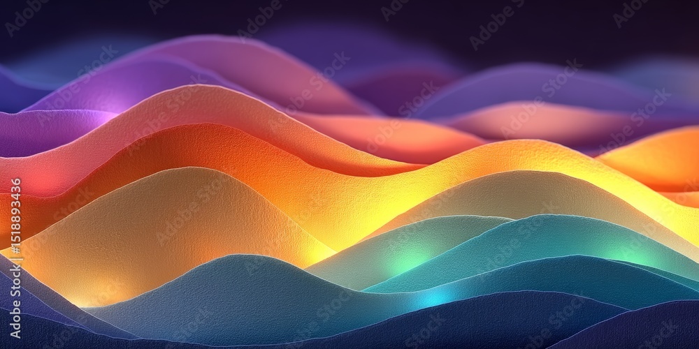 Poster abstract layered background with smooth waves in vibrant colors and soft illumination