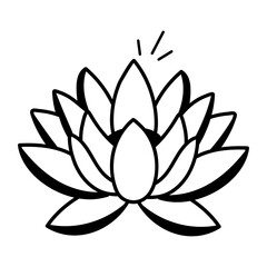 A doodle style icon of lotus flower
