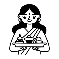 Obraz premium A doodle style icon of prayer plate 