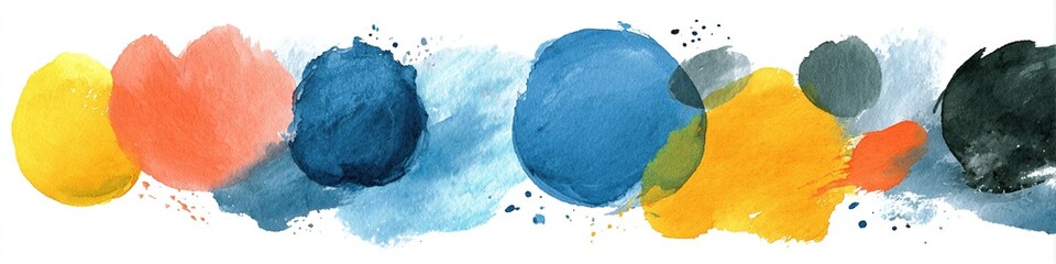 Abstract watercolor shapes on white background. Color splashing hand drawn vector painting. High quality