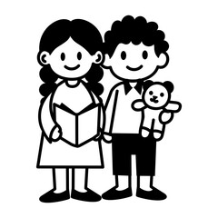 A sketchy style icon of sister brother
