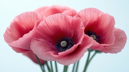 Delicate pink poppies close-up