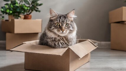 Fototapeta premium cat in box 