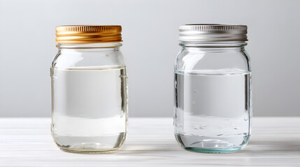 Two glass jars filled with water, a refreshing and pure depiction of hydration