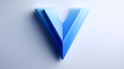 Minimalist blue gradient arrow symbol, abstract geometric form. Direction, simplicity, and modern design.