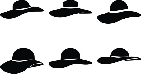 Variety of stylish hats floating in an abstract fashion presentation showcase