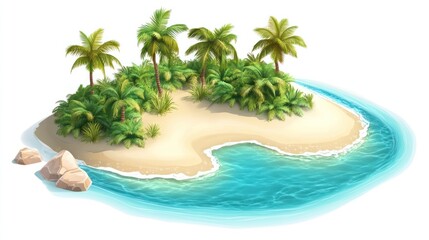 Tropical Island Paradise: A Secluded Oasis in the Azure Ocean