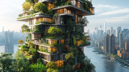 Vertical garden skyscraper city view