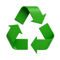 Obraz premium Bright green recycling symbol isolated on transparent background