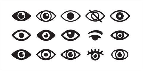Eye icon set. Eyesight symbol. Hide and show password icons. Eyes open and closed vector icons. Eyes related line icons. View and eye vector linear icon set.vector illustration eps 10.