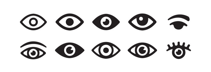 Eye icon set. Eyesight symbol. Hide and show password icons. Eyes open and closed vector icons. Eyes related line icons. View and eye vector linear icon set.vector illustration eps 10.